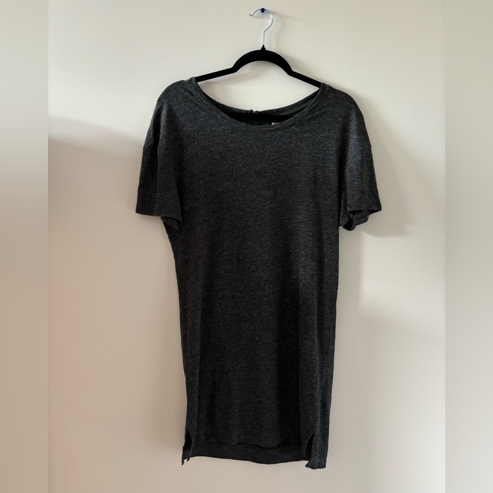 BDG Women tunic dress size Small gray short sleeves linen blend scoop neckline